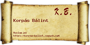 Korpás Bálint névjegykártya