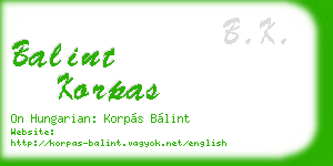 balint korpas business card