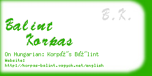 balint korpas business card